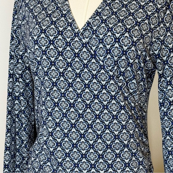 Boden ‘Elodie’ Long Sleeve Wrap Top Geometric Pattern Ruched Women’s Size 12 - Picture 5 of 10